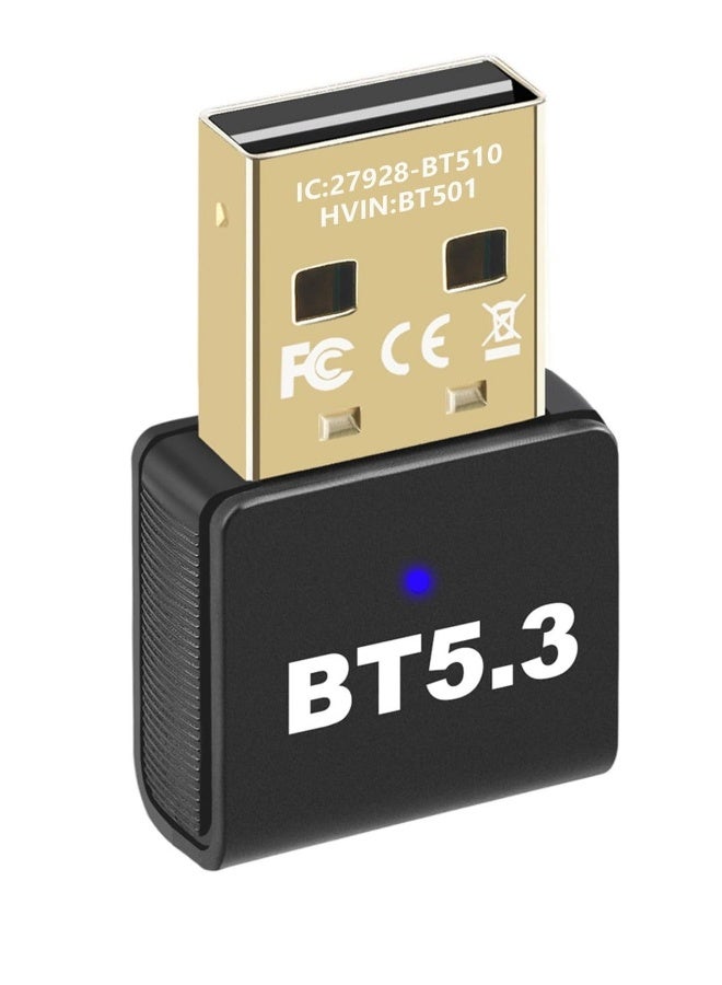 محول USB Bluetooth 5.3 لسطح المكتب PC، جهاز إرسال لاسلكي لنظام ويندوز 11/10/8.1/7 للكمبيوتر المحمول، توصيل وتشغيل، بدون حاجة لتثبيت برنامج، لسمّاعات الرأس ومكبرات الصوت ولوحات المفاتيح والفأرات والطابعات