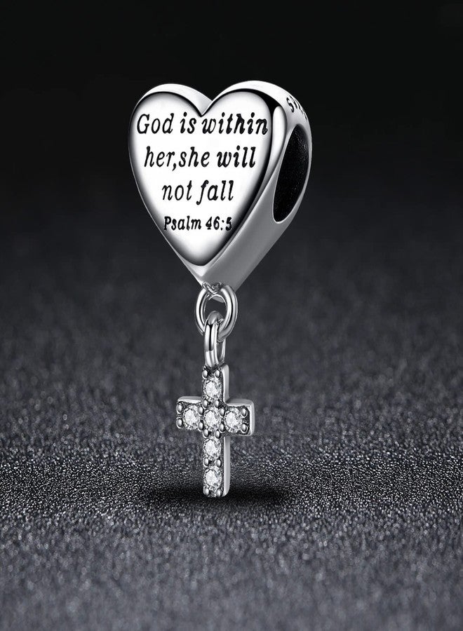 SHBOAZED Cross Charm Fit Pandora Charms Bracelet Love Heart Christian Bible Verse Charms Prayer Faith Religious Jewelry Gifts for Women - Image 5