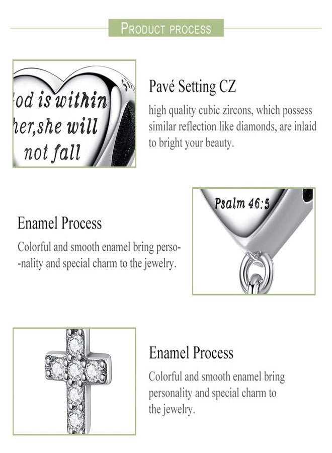 SHBOAZED Cross Charm Fit Pandora Charms Bracelet Love Heart Christian Bible Verse Charms Prayer Faith Religious Jewelry Gifts for Women - Image 2