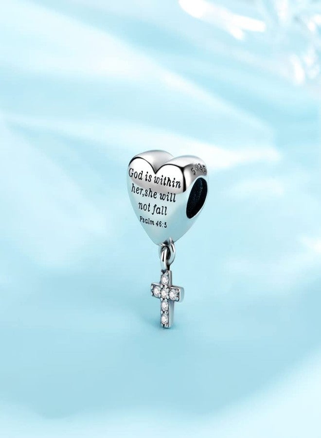 SHBOAZED Cross Charm Fit Pandora Charms Bracelet Love Heart Christian Bible Verse Charms Prayer Faith Religious Jewelry Gifts for Women - Image 3