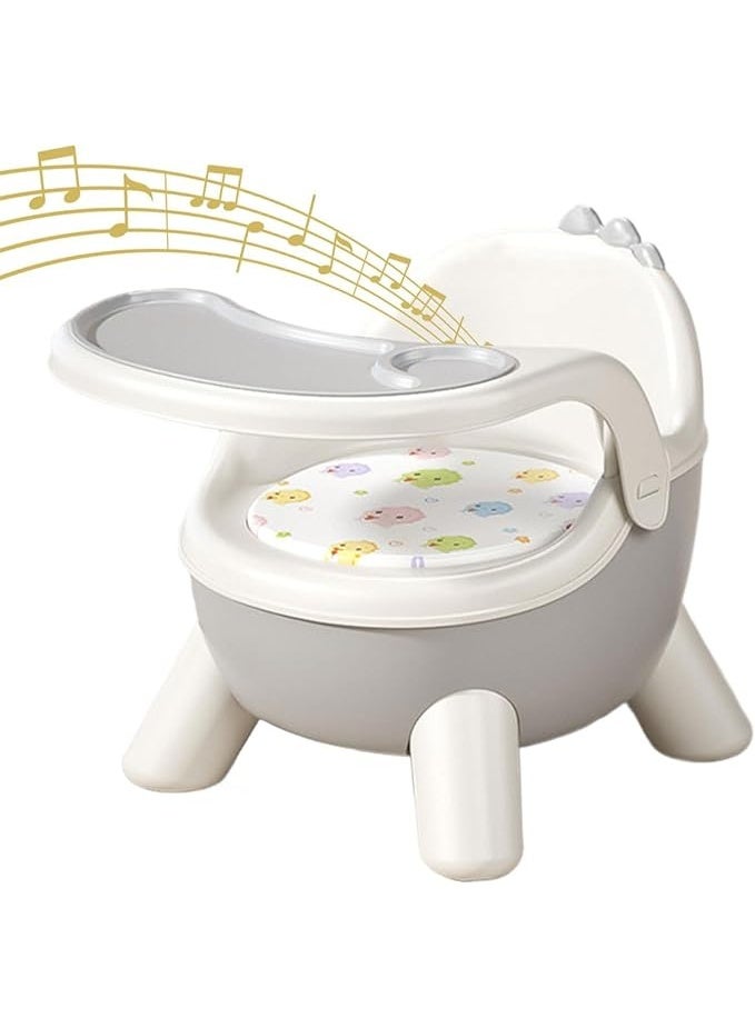 UREVO Baby Dining Feeding Chair, Toddler Booster Seat Eating Chair with Sound, Multi Functional Eating Playing, Portable Safe Supplies for Home Travel, Grey - Image 1