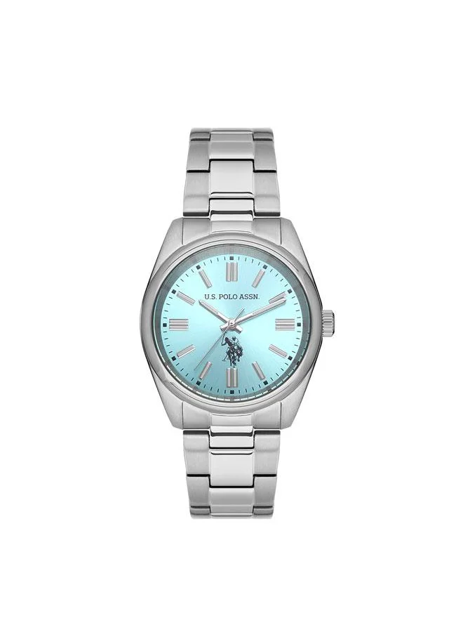 U.S. Polo Assn. Stile 34mm Women's Watch with Ice Blue Dial & Stainless Steel Bracelet