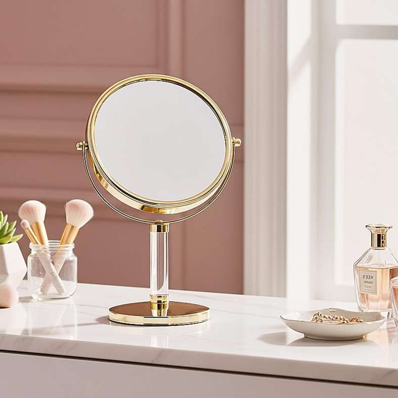 Pan Home Double Sided Vanity Mirror - Gold - Image 1
