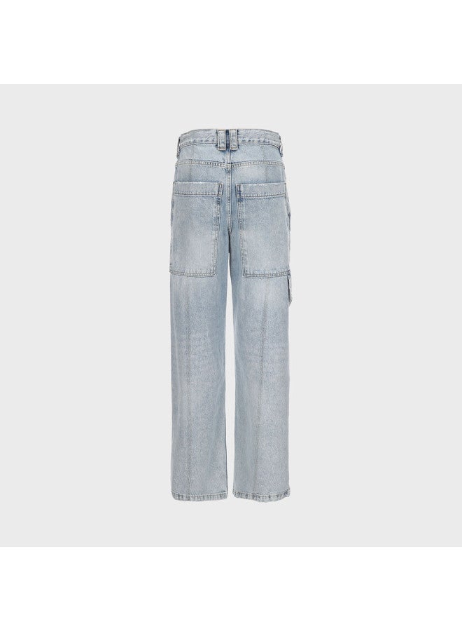 Zara men's Washed Distressed Casual Versatile Loose-fit Denim Pants - Image 3