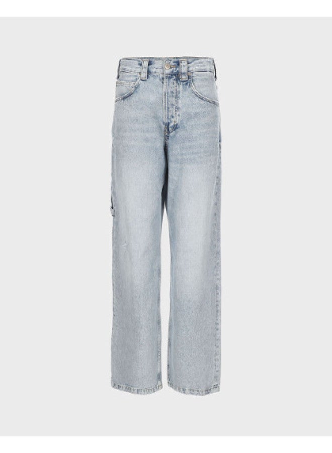 Zara men's Washed Distressed Casual Versatile Loose-fit Denim Pants - Image 1