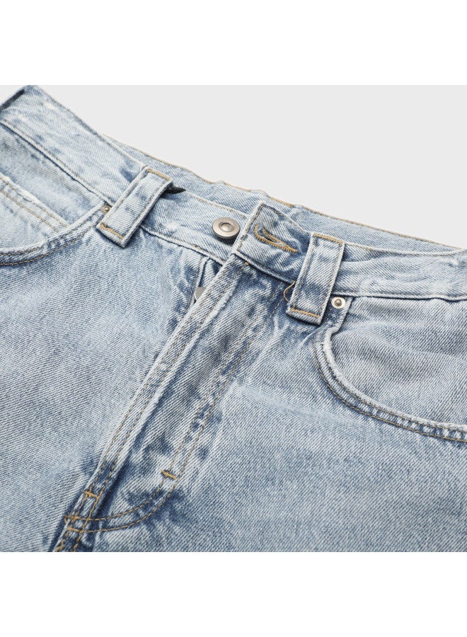 Zara men's Washed Distressed Casual Versatile Loose-fit Denim Pants - Image 4