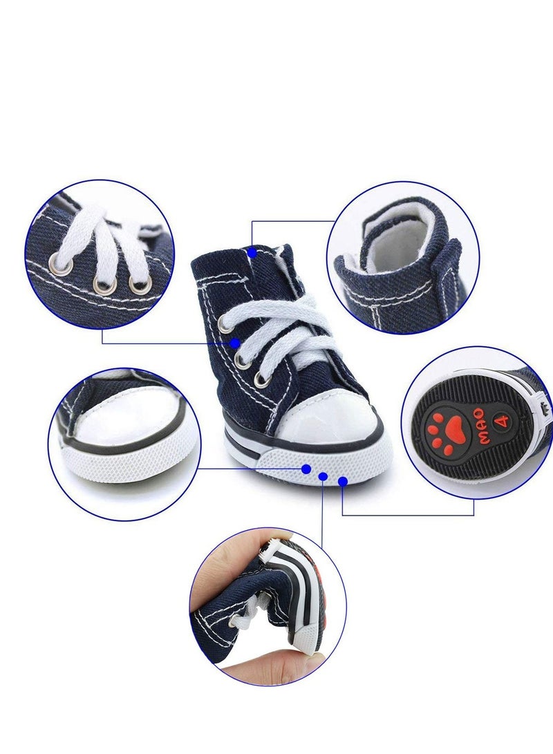 Zikra Breathable Dog Boots, Nonslip Canvas Sport Shoes, Anti-Slip Rubber Sole Dog Booties, Puppy Dog Boots & Paw Protectors for Hot Pavement,  Ourdoor Walking, Indoor Hardfloors(Blue, 4PCS) - Image 1
