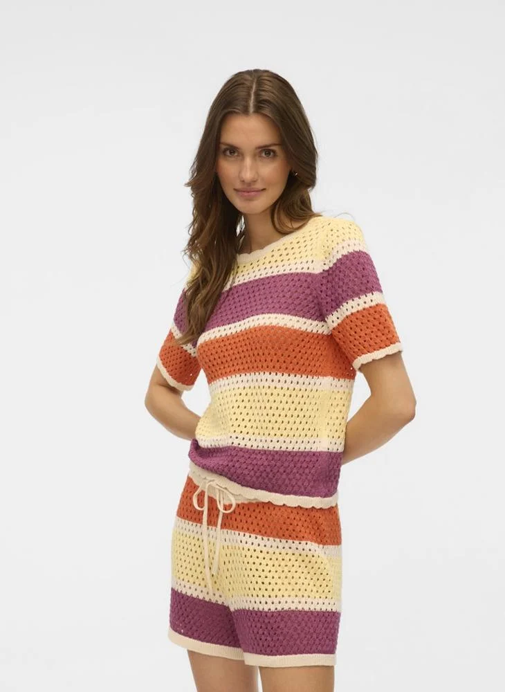 فيرو مودا Vmtrue S/S Deep Back Crochet Top