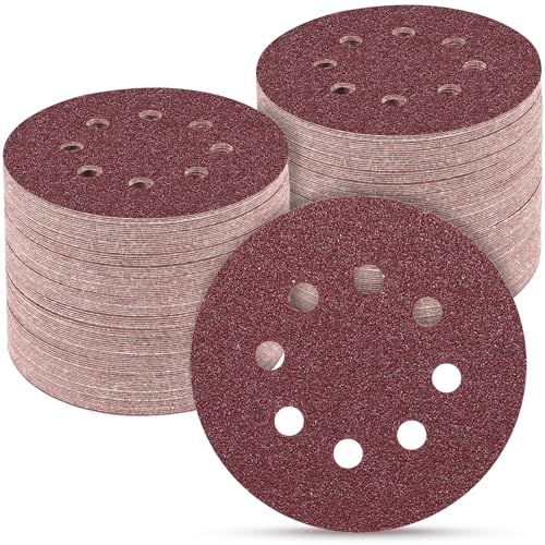 POTUINOM 100 PCS 5 Inch Sanding Discs 40 Grit, Round Hook and Loop Sandpaper for Random Orbital Sander - Image 1