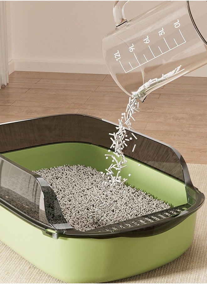 Generic - Semi-Enclosed Sifting Litter Box High Sides Cat Litter Box Anti-Splash with Spoon Clean Cat Pet Tray Kitten Open Top Litter Tray Travel Cat Toilet Cat Litter Pan(Black) - Image 1