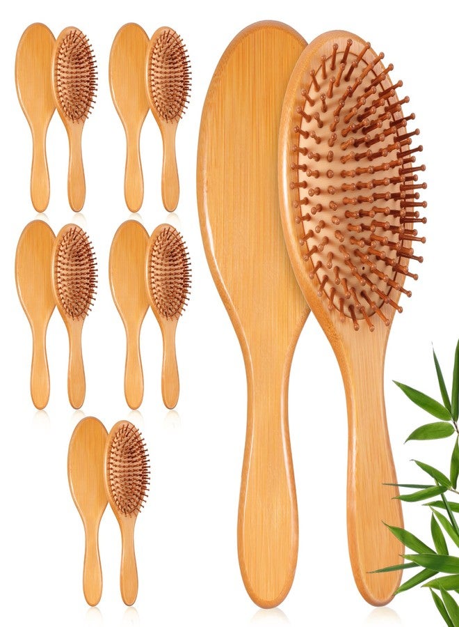 Exclaith 10 Pcs Bamboo Hair Brushes for Women Bulk Natural Wooden Paddle Brush Detangler Hairbrush with Natural Bamboo Bristles for Women, Men, DIY Gift, Coarse, Fine, Wavy - Image 1