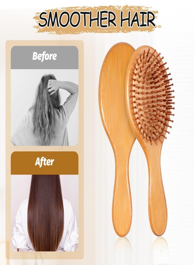 Exclaith 10 Pcs Bamboo Hair Brushes for Women Bulk Natural Wooden Paddle Brush Detangler Hairbrush with Natural Bamboo Bristles for Women, Men, DIY Gift, Coarse, Fine, Wavy - Image 3