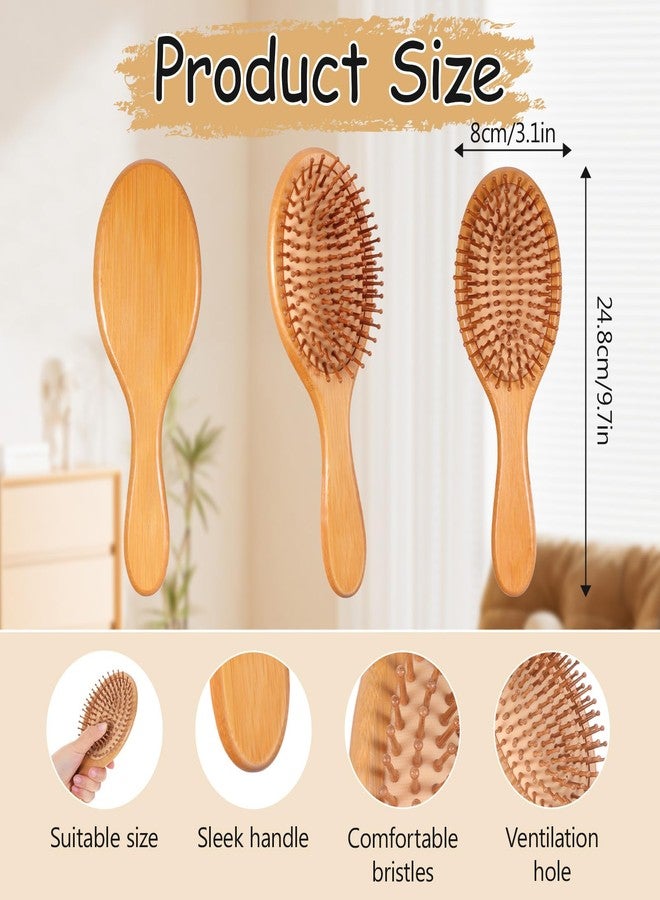 Exclaith 10 Pcs Bamboo Hair Brushes for Women Bulk Natural Wooden Paddle Brush Detangler Hairbrush with Natural Bamboo Bristles for Women, Men, DIY Gift, Coarse, Fine, Wavy - Image 2