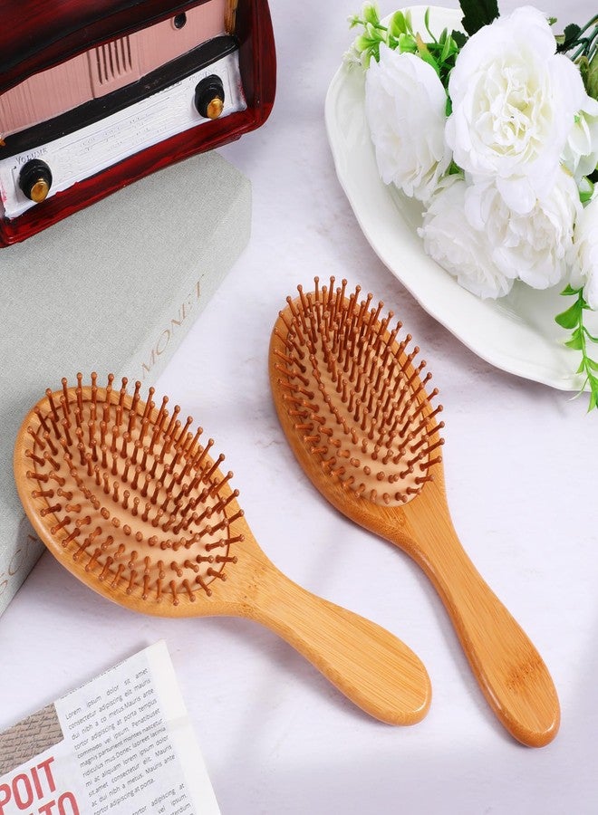 Exclaith 10 Pcs Bamboo Hair Brushes for Women Bulk Natural Wooden Paddle Brush Detangler Hairbrush with Natural Bamboo Bristles for Women, Men, DIY Gift, Coarse, Fine, Wavy - Image 5