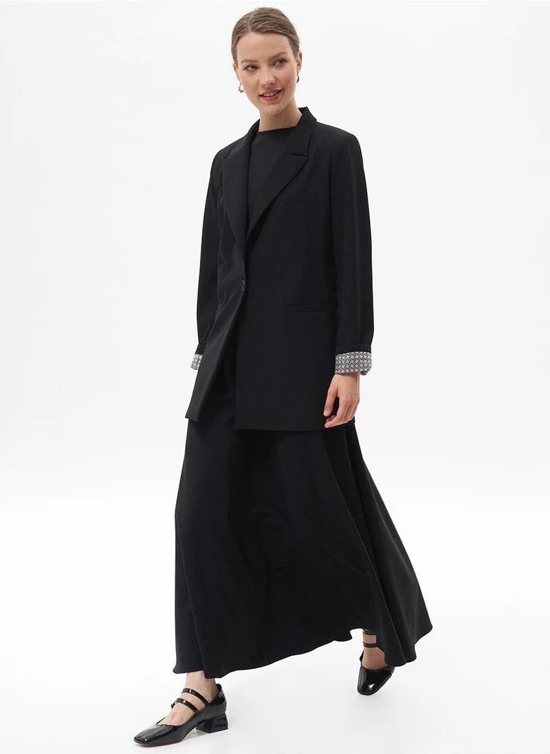 Kayra Basic Flared Skirt Black