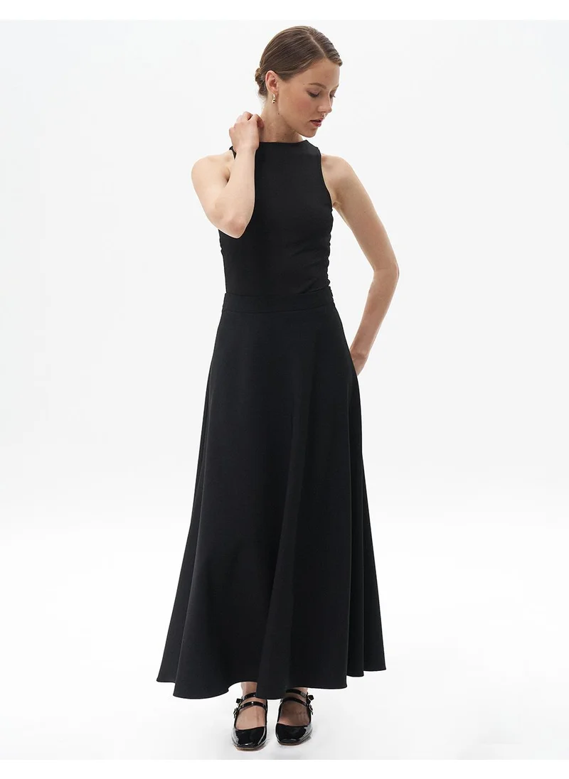 Kayra Basic Flared Skirt Black
