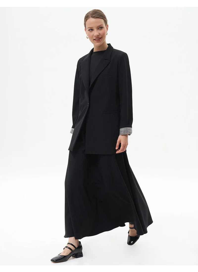 Kayra Basic Flared Skirt Black
