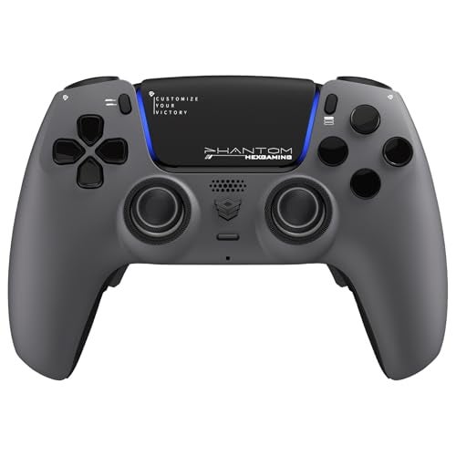 HEXGAMING PHANTOM Pro Gaming Controller with 4 Remappable Buttons, 6 Remapping Profiles, 8 Interchangeable Analog Stick, and Adjustable Triggers Compatible with ps5, PC, Mobile - Shadow Gray - Image 2