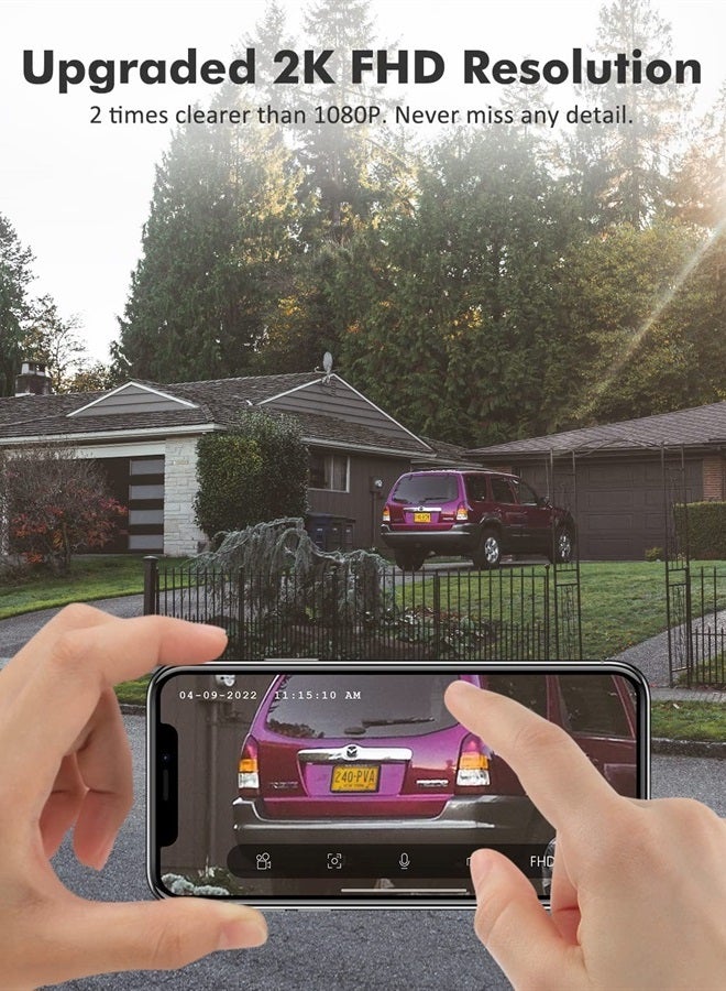 ZUMIMALL Security Cameras Wireless Outdoor with Magnetic Mount, 2K Battery Powered Outdoor & Indoor Cameras for Home Security Outside, Siren/Color Night Vision/AI Detection/2.4G WiFi (Type C Charger) - Image 2