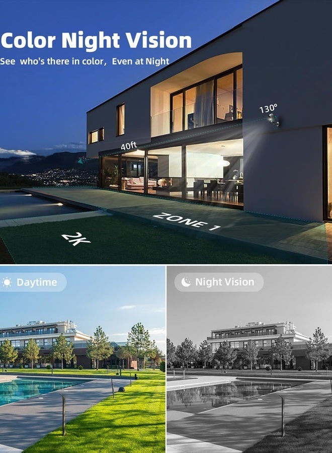 ZUMIMALL Security Cameras Wireless Outdoor with Magnetic Mount, 2K Battery Powered Outdoor & Indoor Cameras for Home Security Outside, Siren/Color Night Vision/AI Detection/2.4G WiFi (Type C Charger) - Image 3