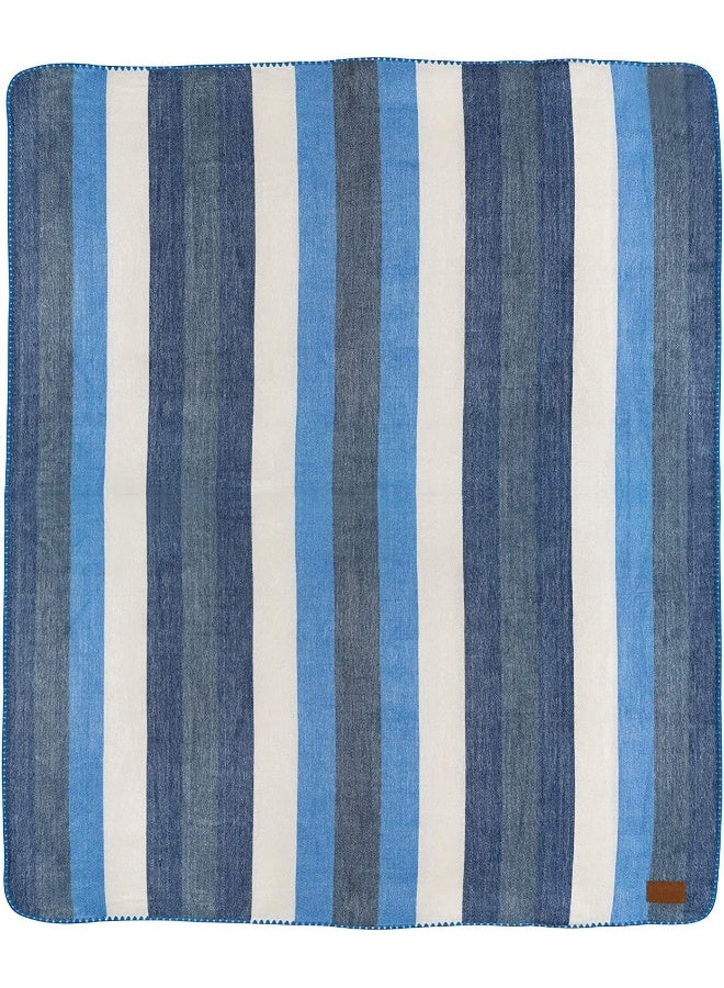 QISU Alpaca Wool Blanket Throw | Large, Beautiful, Warm, Stripe | 85 x 65 inches | Ultra-Soft, Hypoallergenic and Breathable | Non-Itchy or Scratchy Fabric (Blue White Stripe), Queen - Image 3