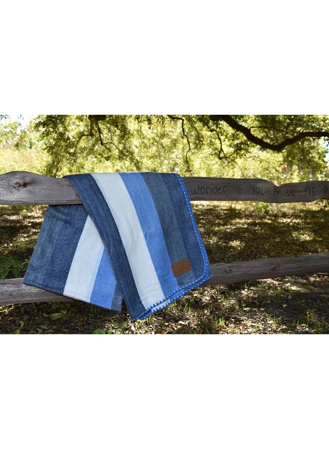 QISU Alpaca Wool Blanket Throw | Large, Beautiful, Warm, Stripe | 85 x 65 inches | Ultra-Soft, Hypoallergenic and Breathable | Non-Itchy or Scratchy Fabric (Blue White Stripe), Queen - Image 4