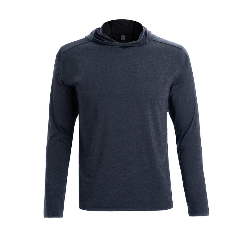 Generic Niaojia same style mens workout clothes long sleeve hooded pullover loose muscle dog sports T-shirt stretch training clothes Matte Black