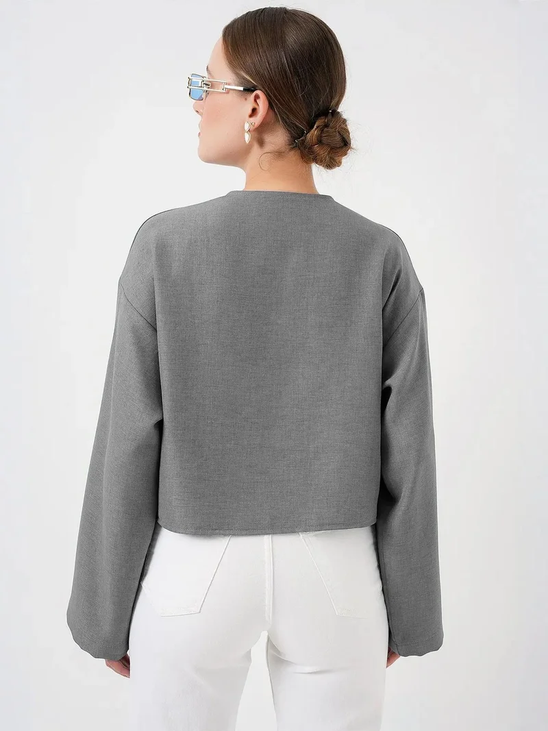 بيغ دارت BDART Viscose Blend V-Neck Long Sleeve Kimono with Binding Detail