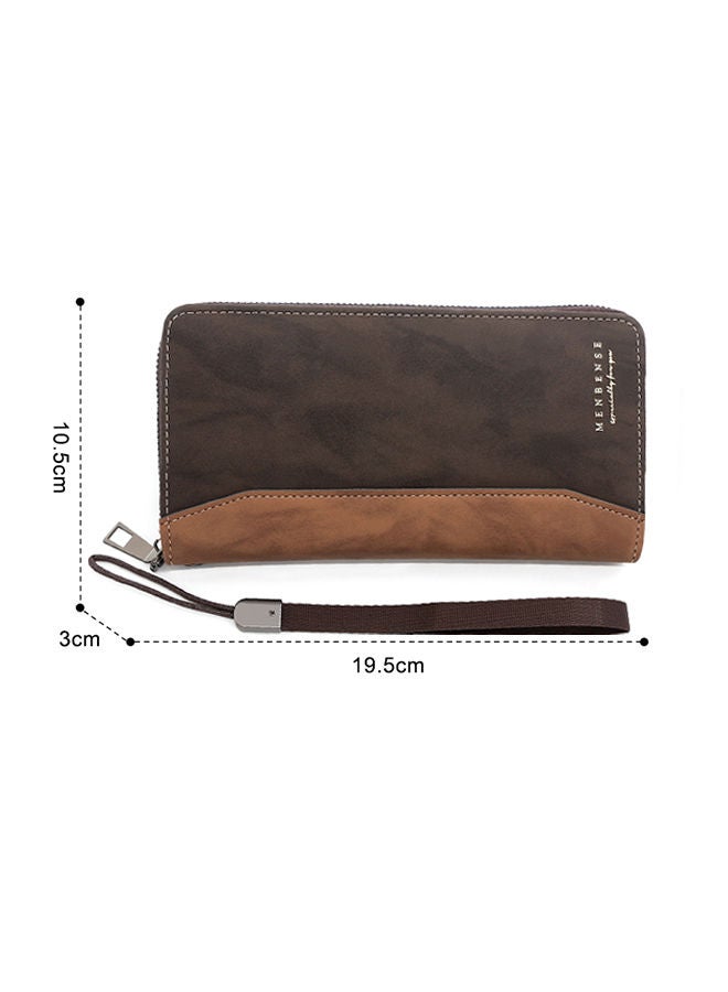 MenBense Large Capacity Leather Men's Long Wallet Card Holder Cluth Money Zipper Bag with Strap for Commute Business - Image 2