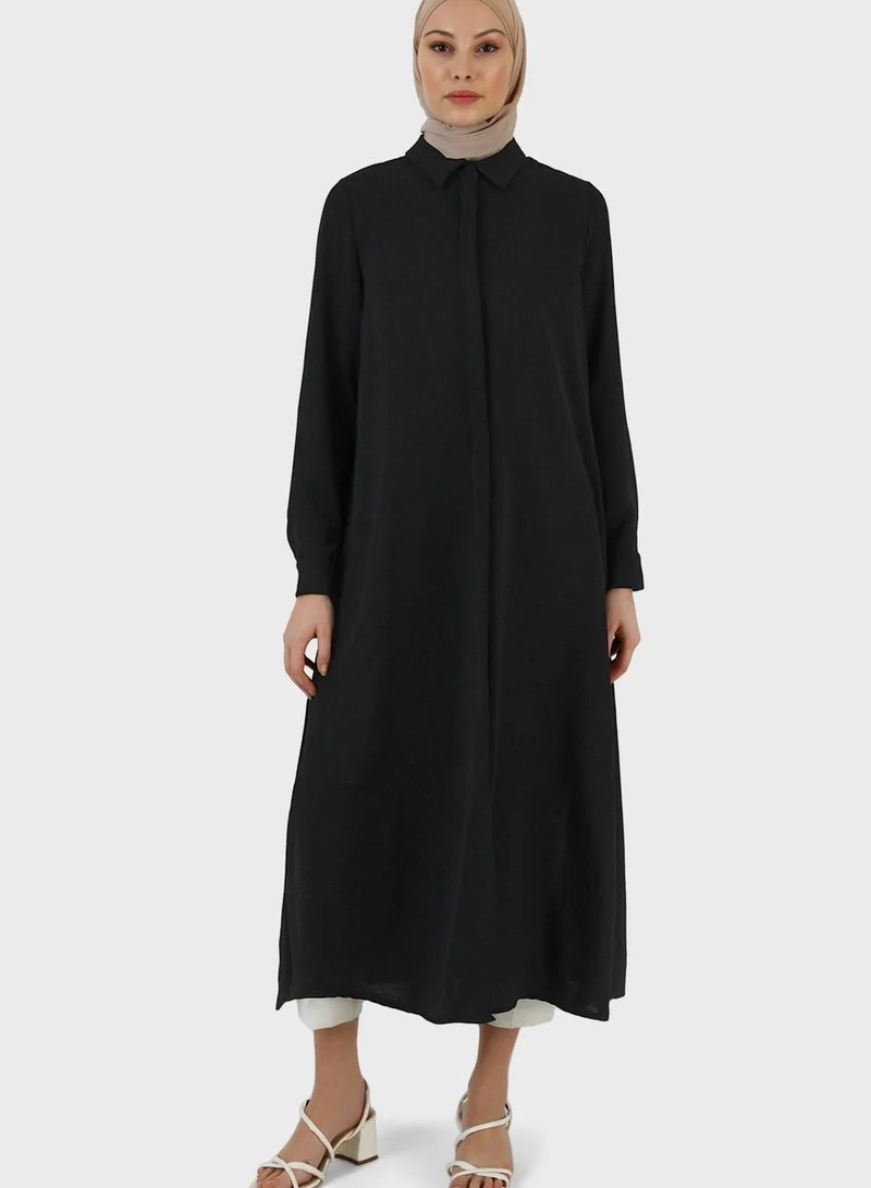 Refka by modanisa Side Slit Button Down Shirt Dress