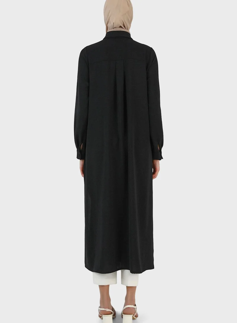 Refka by modanisa Side Slit Button Down Shirt Dress
