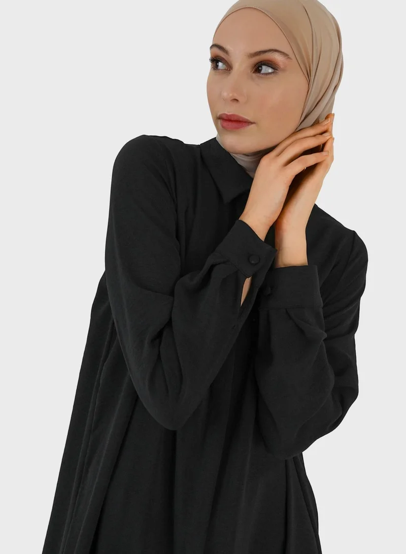 Refka by modanisa Side Slit Button Down Shirt Dress