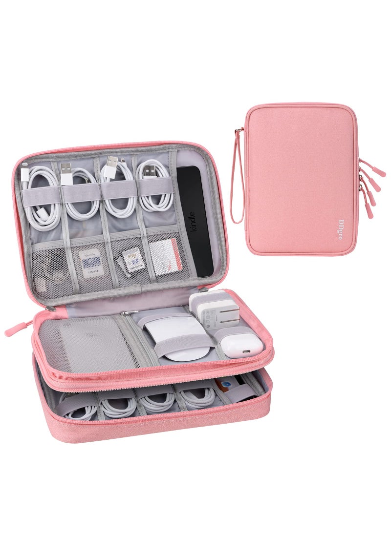 DDgro DDgro Charge Organizer Case Bag Electronics Travel Pouch for Cable  Cords Tech Accessories Large Pink 