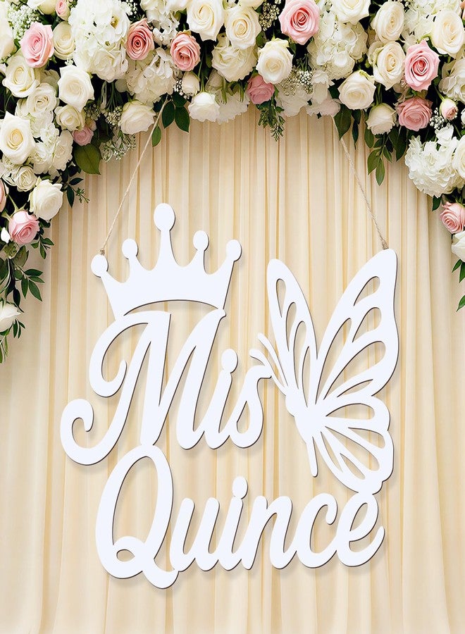 MASTRON Mis Quince Wooden Sign Quinceañera - 15th Birthday Decorations Quinceañera Banner for Girls Party Backdrop Mis Quince 15th Birthday Gifts Wall Decor Photo Booth (White) - Image 1