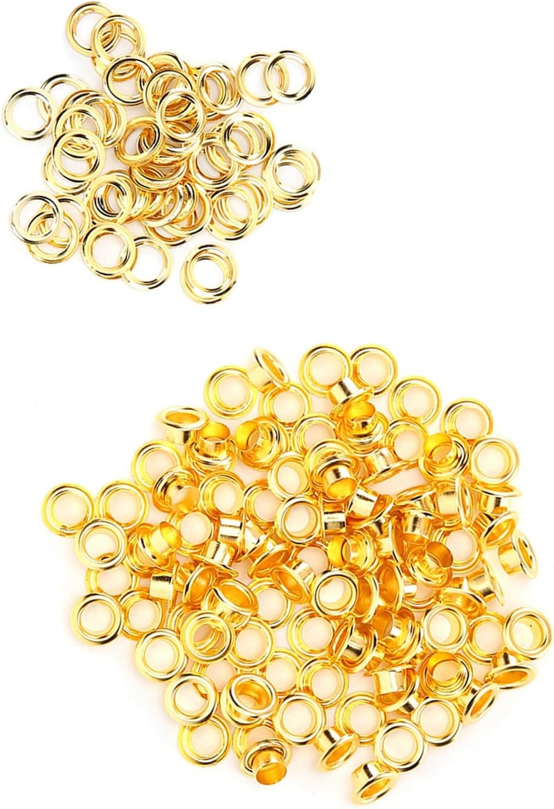 200Pcs 6mm Shoes Grommet Rivets, Brass Gold Leather Accessories DIY Hand Made Crafts - Durable Brass Material, Eco - Friendly Plating, Ideal for Shoes and Bags - Image 3