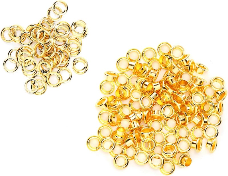 200Pcs 6mm Shoes Grommet Rivets, Brass Gold Leather Accessories DIY Hand Made Crafts - Durable Brass Material, Eco - Friendly Plating, Ideal for Shoes and Bags - Image 2