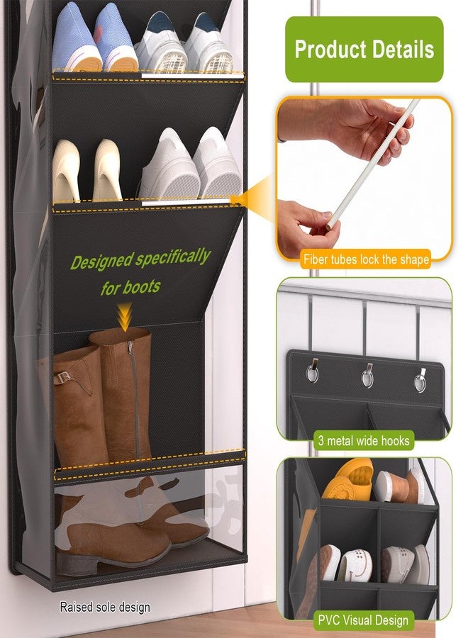 VERONLY Over the Door Shoe Organizer, Hanging Shoe Rack for Closet with 16-20 Pairs Capacity, Foldable Storage for Shoes, Boots, Sneakers, for Dorm Room, Apartment, Small Spaces（Black - Image 2