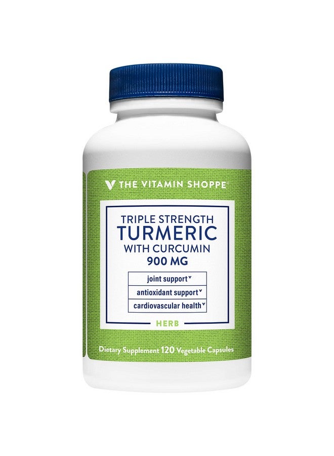 The Vitamin Shoppe Triple Strength Turmeric with Curcumin 900mg, Supports Joint Mobility, Provides Antioxidant Benefits & Includes 5mg Bioperine for Nutrient Absorption (120 Vegetarian Capsules) - Image 1