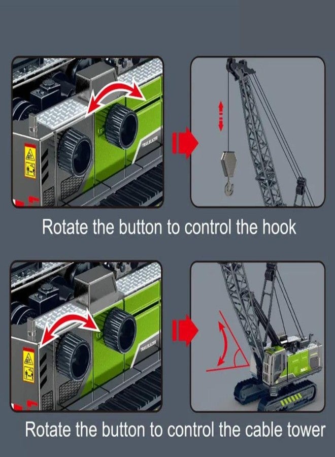 PROBABE 1:50 Scale Construction Long Crane Toy for Kids with Rubber Track and 360 Degree Rotating Towing Pull Back Diecast Plastic Construction Vehicles Crane Toy - Image 4
