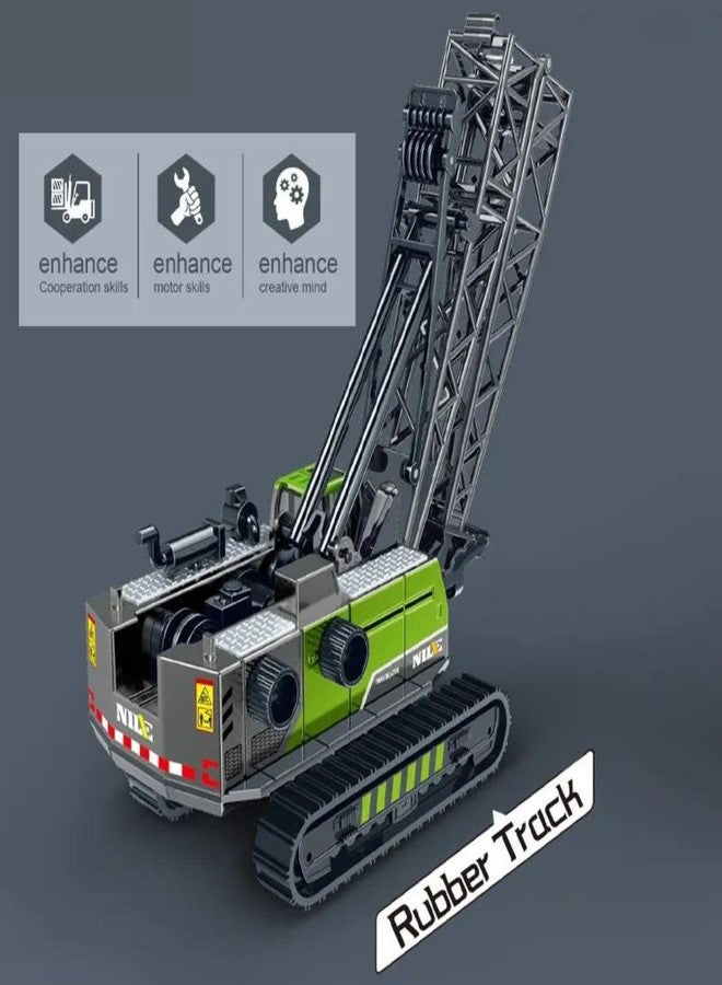 PROBABE 1:50 Scale Construction Long Crane Toy for Kids with Rubber Track and 360 Degree Rotating Towing Pull Back Diecast Plastic Construction Vehicles Crane Toy - Image 3