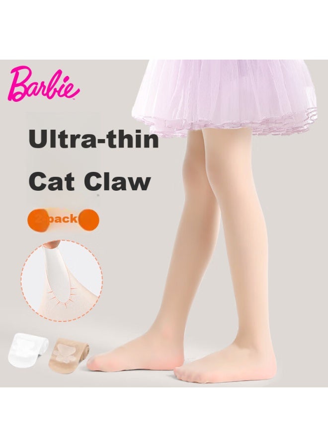Barbie Kids' Summer New Ultra-thin Pantyhose Girls White Bottom Socks Flesh-colored Long Tube Cat Claw Socks Dance Socks