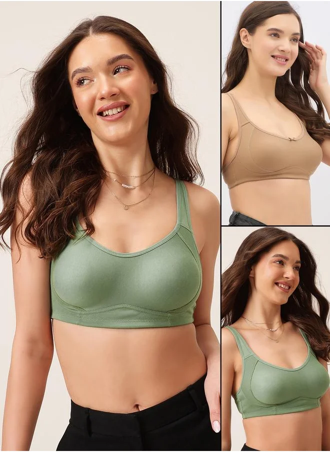 Clovia Clovia Pack of 2 - Solid Non-Padded Non-Wired Full Coverage T-Shirt Bra