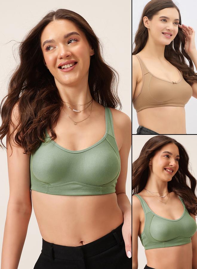 Clovia Pack of 2 - Solid Non-Padded Non-Wired Full Coverage T-Shirt Bra - Image 1