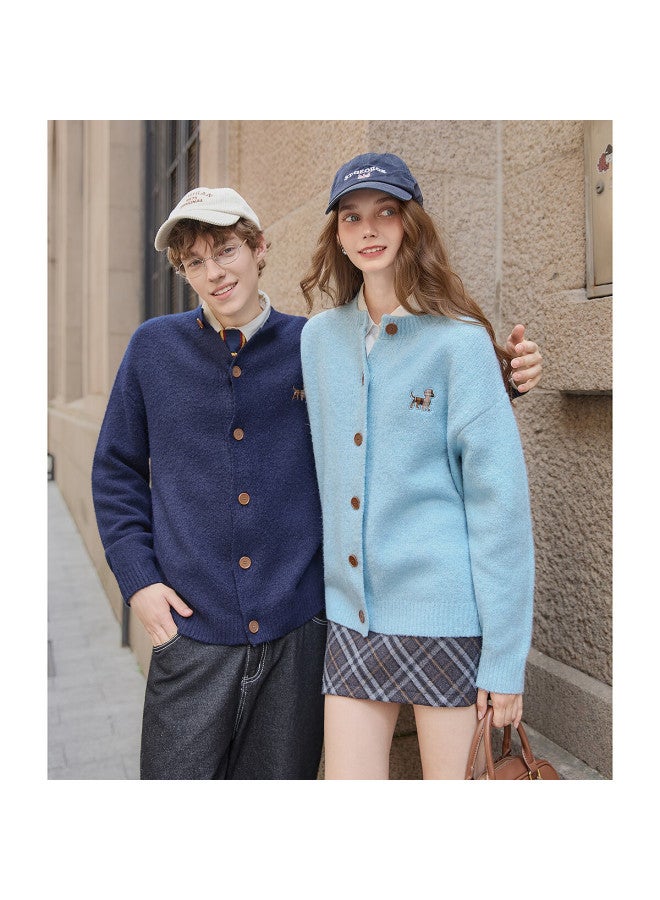 Tonlion Autumn Winter New Couple Sweater Round Neck Solid Color Loose Fit Small Detail Pattern Knit Cardigan Korean Style Uni - Image 3