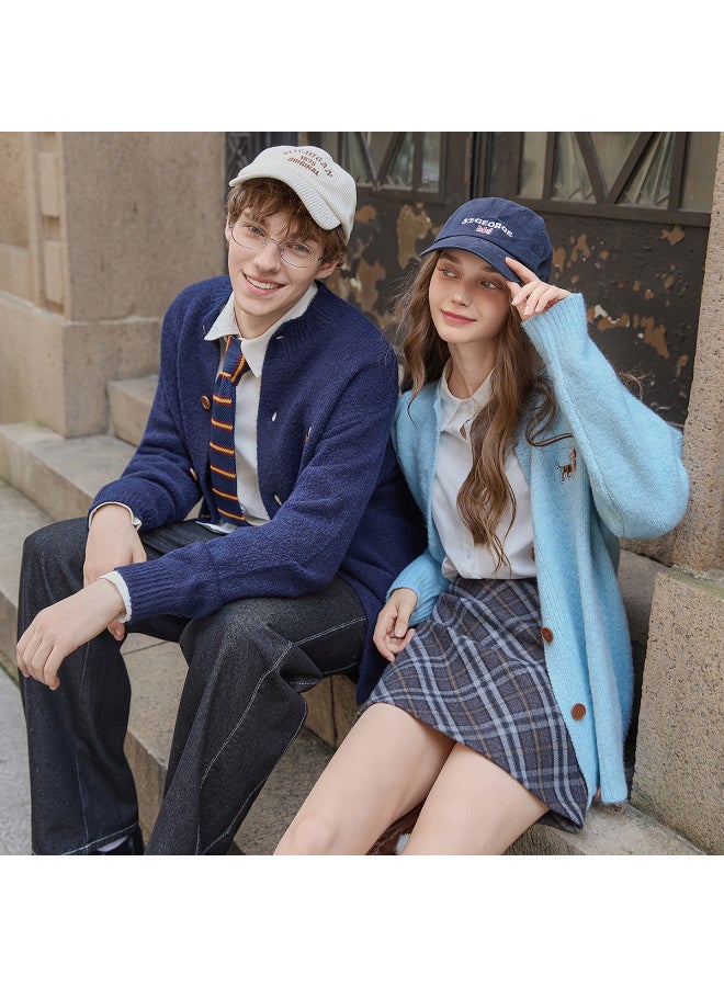 Tonlion Autumn Winter New Couple Sweater Round Neck Solid Color Loose Fit Small Detail Pattern Knit Cardigan Korean Style Uni - Image 2