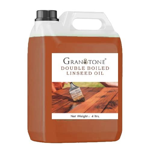 GRANOTONE Double Boiled Linseed Oil, an Effective Waterproof Furniture Polish Oil, Used for Wood Finishing, Sports Goods Like Cricket Bat, Filling Cracks, Mixing with Paint and Wall Putty 4 ltr - Image 1