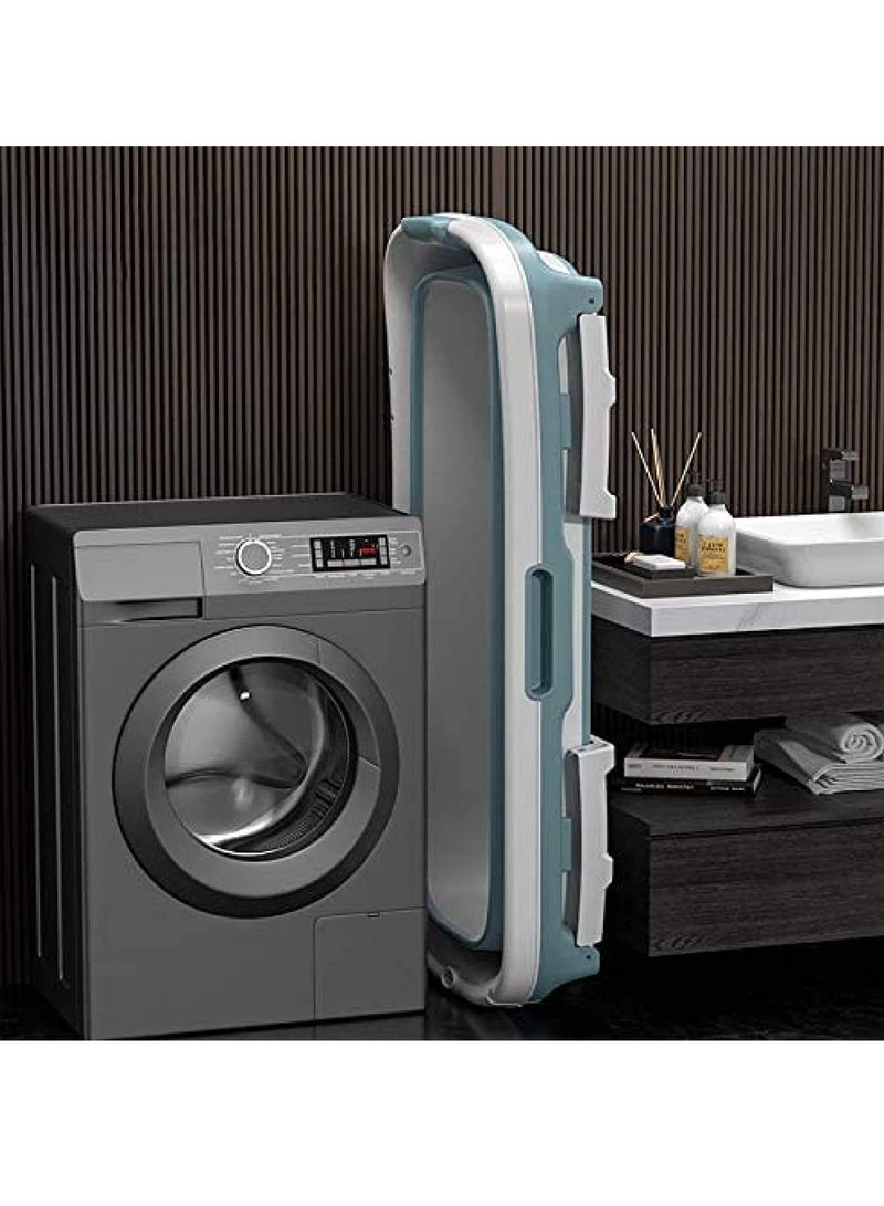 DubaiGallery حوض استحمام، حوض استحمام محمول، حمام بخار لحام برميل، حمام قابل للطي، حوض استحمام متنقل للبالغين، حوض استحمام بلاستيكي قابل للطي للتكثيف، ساونا منزلية (أزرق مع غطاء) - Image 4