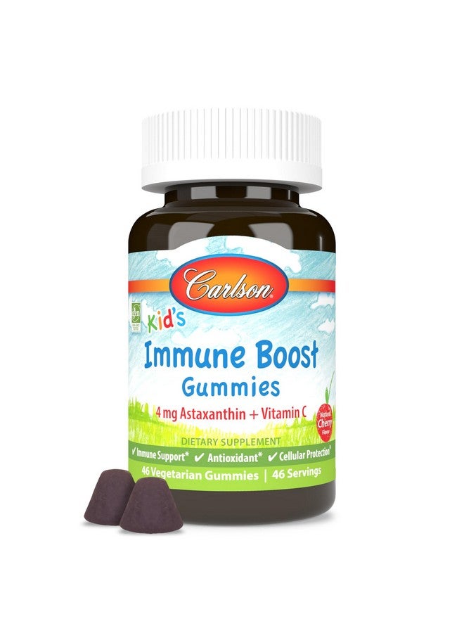 Carlson - Kid's Immune Boost Gummies, Astaxanthin + Vitamin C, Immune Support, Antioxidant, Non-GMO, Cherry Flavor, 46 Vegetarian Gummies - Image 1