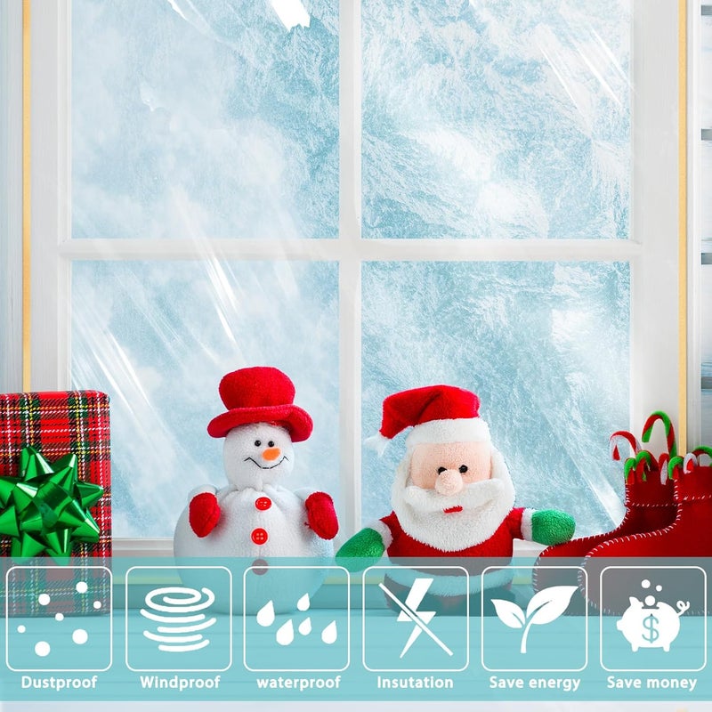 UJG 62'' x 42'' Window Insulation Kit, Window Insulation for Winter, POF Window Sealer for Winter, Insulates Indoor Windows Keep Warm for Weatherproofing Window Film for Winter Window Covering-4PCS - Image 5
