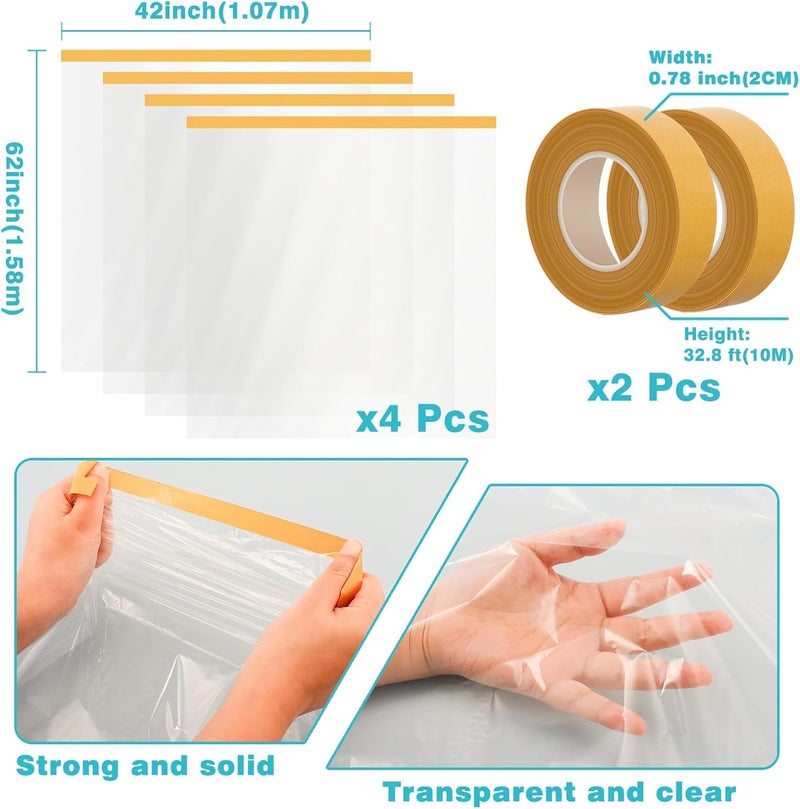 UJG 62'' x 42'' Window Insulation Kit, Window Insulation for Winter, POF Window Sealer for Winter, Insulates Indoor Windows Keep Warm for Weatherproofing Window Film for Winter Window Covering-4PCS - Image 2